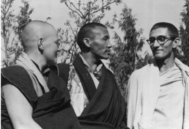 Sangharakshita With Kachu Rimpoche And A French Nun